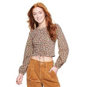 Juniors' SO® Ruched Front Printed Knit Top